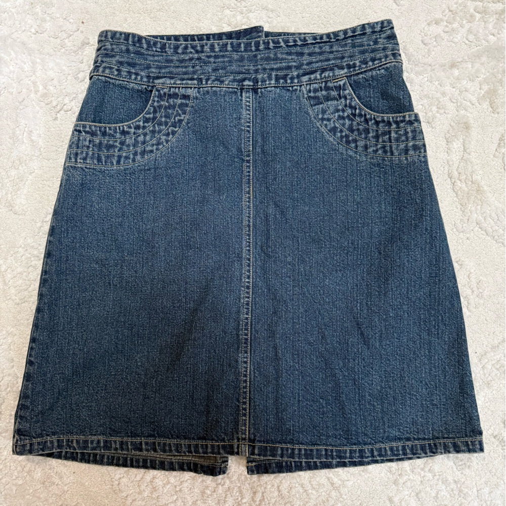 Mossimo Dark Wash‎ Denim Skirt Size Small Back Slit Straight Jean Skirt
